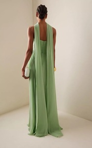 Abito da damigella d'onore in raso color caramella, antistatico, con design a pieghe e applicazioni, senza spalline, stile europeo-americano, alla moda, per donna - Product Image 5