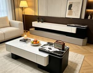 Modern Marble <b>TV</b> <b>Stand</b> with Storage for Living Room Furniture 65 In And Up Floor <b>Mount</b> - Product Image 2