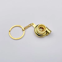 Porte-clés Turbine Doré Brillant avec Design Rotatif et Finition Polie pour Cadeaux d'Aimants de la Scène Automobile JDM