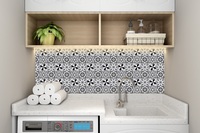 Papier peint mosaïque 3d auto-adhésif en mousse, noir et blanc, pour salle de bains, style marocain, nouveau, 2020