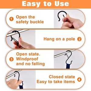 LEONTOOL Pcs <b>S</b> <b>Hooks</b> For Hanging With Safety Buckle Inch Heavy Duty Metal <b>S</b> Shaped Closet <b>Hook</b> Pot Rack <b>Hooks</b> For Hanging Plants - Product Image 4