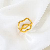 Haut de gamme 18K PVD plaqué or Double couche courbe anneau ouvert à la mode en acier inoxydable femmes bijoux de mode fêtes sans ternissement