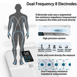 Pèse-personne intelligent numérique de haute précision pour salle de bain, 8 électrodes, 180 kg, contrôle par application - Product Image 4