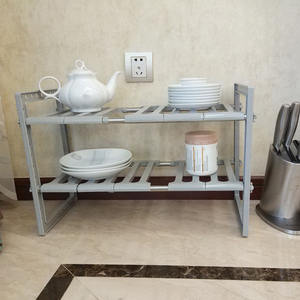 10 panneau réglable sous évier organisateur armoires de cuisine salle de bain étagère de rangement réglable étagère <span class=keywords><strong>extensible</strong></span> - Product Image 5