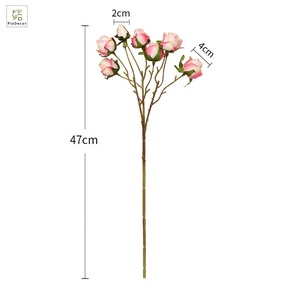 Fleurs artificielles en soie, style vintage européen, 7 têtes, bords brûlés, pour la décoration de la maison, mariage, anniversaire, fête - Product Image 3