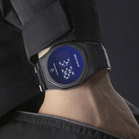 Jam Tangan Digital LED Pria Kelas Atas, Casing Aloi, Kaca Mineral yang Diperkuat, Tali Baja Tahan Karat, Tahan Air 3BAR