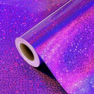 กระดาษห่อของขวัญลายหัวใจสีม่วงเหลือบรุ้งเคลือบเมทัลลิกแบบม้วน สำหรับงานห่อของขวัญและงานฝีมือ เป็นมิตรกับสิ่งแวดล้อม เคลือบด้านเดียว - Product Image 1