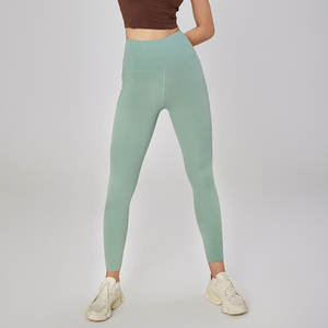 Pantalon de yoga d'entraînement de sport taille haute personnalisé en gros Leggings Lulu pour femmes Leggings de gym en polyester doux avec - Product Image 4