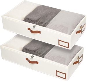 StorageWorks Lot de 2 Bacs de Rangement Pliables en Fibres Naturelles pour Lit, Grands Conteneurs Sous Lit avec Couvercles, Poignées et Porte-Étiquettes, Organisateur de Placard - Product Image 1