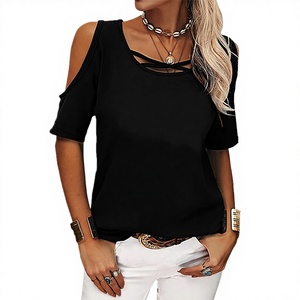 Moda Casual Europa América Verano Mujer Color Sólido Manga Corta Mariposa Antipilling Tejido Poliéster Holgado - Product Image 3