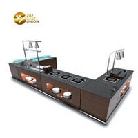 Station de Buffet Mobile pour Banquet, équipement de restauration Commercial, Grain de bois, 1 pièce