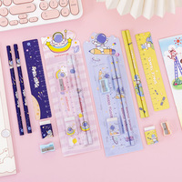 Ensemble de papeterie pour enfants 5 pièces avec gomme à crayon taille-crayon règle ensemble de crayons