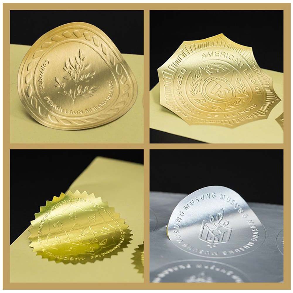 Custom Gold Foil Labels Eco-Friendly Durable Featuresfor Packaging Label Adhesive Vinyl Waterproof Round Sealing Label Sticker