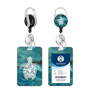 Amazonian sea turtle keychain with rotating back, name tag/<b>ID</b> card <b>holder</b>, easy-pull buckle set, available for wholesale. - Product Image 1