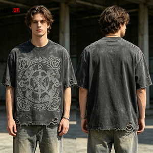 260Gsm <strong>Men's</strong> Vintage Acid Wash <strong>T</strong>-<strong>Shirt</strong> 100% Cotton Custom High Quality Oversized Solid Casual Digital Printing <strong>t</strong> <strong>Shirt</strong> for <strong>Men</strong> - Product Image 2