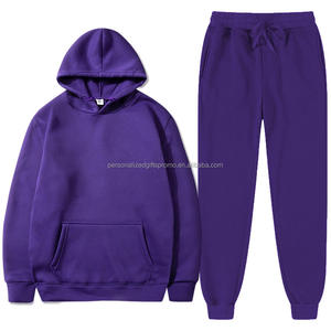 Sweat à capuche 2 pièces survêtement unisexe éponge polaire course entraînement survêtement pantalons de survêtement à capuche sport sweats ensembles - Product Image 5