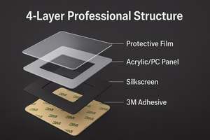 Etiqueta Adhesiva Personalizada Impresa en Acrílico para Productos Electrónicos, Panel de Membrana para Botones de Control, Corte de Adhesivo, 50x30mm - Product Image 5