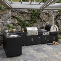 Personnalisé 304 Acier Inoxydable Cuisine Extérieure Îlot Modulaire Jardin Patio BBQ Cuisine Comptoir Évier pour Salle À Manger