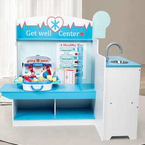 Jouet d'imitation d'hôpital en bois, jeu de rôle interactif de <span class=keywords><strong>médecin</strong></span> pour les garçons et les filles de la maternelle - Product Image 4