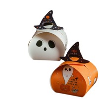 Nouveauté : Boîtes à bonbons et biscuits d'Halloween, mini boîtes rondes en carton, décorations de fête, emballages cadeaux, boîtes vides