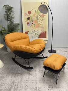 <span class=keywords><strong>Fauteuil</strong></span> à bascule papillon en <span class=keywords><strong>cuir</strong></span> écologique <span class=keywords><strong>noir</strong></span> et orange avec structure métallique, <span class=keywords><strong>fauteuil</strong></span> de relaxation avec repose-pieds en option, canapé de loisirs pour salon - Product Image 5