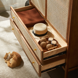 Armario de Dormitorio Moderno de Madera de Ratán con Almacenamiento de Doble Puerta <span class=keywords><strong>para</strong></span> <span class=keywords><strong>Abrigos</strong></span> y Sombreros - Product Image 4