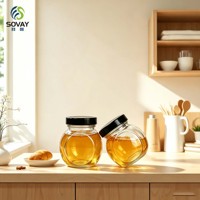 Stoples Kaca Transparan Bulat Kapasitas Sedang-Kecil 230ml untuk Selai, Marmalade, Acar, Pengemasan Makanan Buatan Tangan DIY