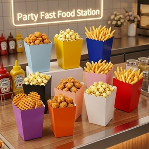 Contenedores de papel biodegradables de grado alimenticio con logo personalizado, directos de fábrica, para <span class=keywords><strong>palomitas</strong></span> de maíz y galletas en cines. - Product Image 1
