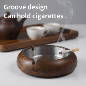 WDF Vente en gros <span class=keywords><strong>Cendrier</strong></span> à cigarettes durable en bois facile à nettoyer Doublure intérieure détachable en acier inoxydable <span class=keywords><strong>Cendrier</strong></span> personnalisé - Product Image 3
