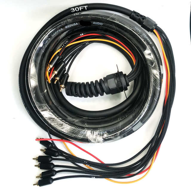 30FT Medusa Multi-Channel 6CH Audio Snake Cable 100% Pure Copper RCA Strain Relief Boot HDTV Car DJ Sound System