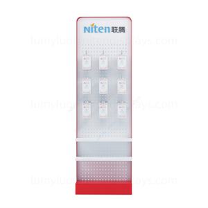 Metal Perforated Panel Display System with <b>Hooks</b> <b>Shelves</b> Floor Rack for Mobile Phone Accessories & 3C Products Retail Store - Product Image 4