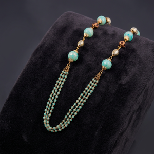 Stylish Trendy Antique Rose Gold Crystal & Rhinestone Beaded Mala Fine Chains <b>Necklace</b> - Product Image 4