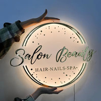Enseigne lumineuse en acrylique, enseigne au néon, publicité, logo en acrylique 3D, lettres rétroéclairées LED personnalisées, logo circulaire en acrylique