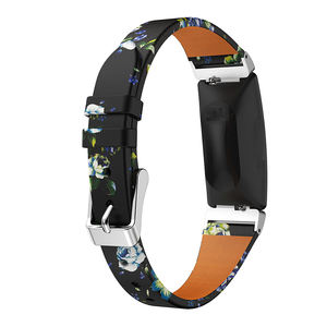 Bracelet intelligent de remplacement pour <span class=keywords><strong>Fitbit</strong></span> <span class=keywords><strong>Inspire</strong></span>/<span class=keywords><strong>Inspire</strong></span> <span class=keywords><strong>HR</strong></span>/ACE2 Fashion Flower Printing Bracelet de montre en cuir - Product Image 3