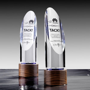 Crystal <b>Trophy</b> With Wooden Base Laser <b>Engraved</b> K9 Glass Custom Business Gift For Awards And Souvenirs - Product Image 3