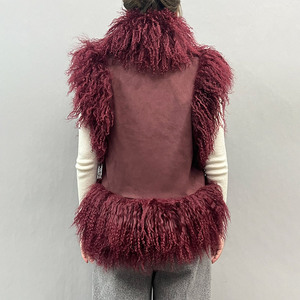 Winterwarme Echte Mongolische Lammfell-Weste für Damen Modische Echtpelz-Gilet mit Kunstwildleder für Damen Luxuriöse Weste - Product Image 3