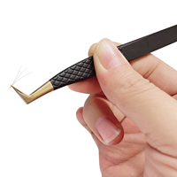 Pince à cils noire personnalisée avec embout en fibre pour extensions de cils, fabriquée au Pakistan, ensemble de pinces à cils
