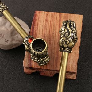 Bán buôn đồ cổ: Gậy hút thuốc bằng đồng thau Ruby Braves cổ điển, đồ thủ công bằng kim loại đồng thau cổ, bộ sưu tập đồ cổ - Product Image 3