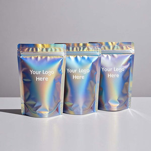 Sachet Doypack refermable noir imprimé numériquement en Mylar, motif champignons psychédéliques, 3,5g, pour fleurs séchées, herbes et tabac - Product Image 1