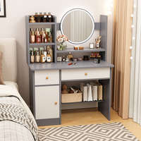 2025 crème Ins éclairé miroir commode Simple moderne chambre maquillage Table armoire de rangement pour petits appartements panneau hôtels
