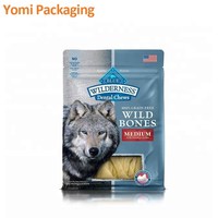 Sachet refermable personnalisé en plastique de qualité alimentaire avec soufflet latéral et fermeture éclair, fond plat, pour l'emballage d'aliments pour animaux de compagnie et de nourriture pour animaux.