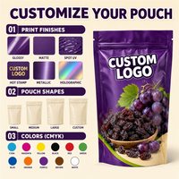 Sachet Doypack Personnalisé Imprimé pour Raisins, Refermable avec Fermeture Éclair, Emballage pour Fruits Séchés, Barrière Anti-Humidité pour la Vente au Détail