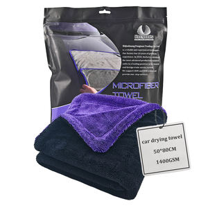 Serviette de séchage de voiture multifonctionnelle à boucle torsadée double face 50x80cm 1400 Gsm Serviettes en microfibre pour l'entretien de la voiture - Product Image 1