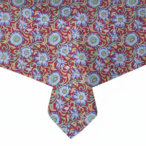 Mantel cuadrado de Navidad Diseño floral Mantel hecho a mano Mantel estampado de bloques Mantel - Product Image 1