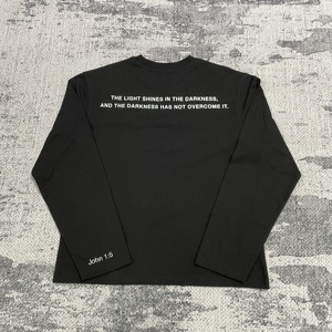 MT1400 camicie oversize ricamo su misura t-Shirt girocollo nero cotone 100% camicia a maniche lunghe per gli uomini - Product Image 2