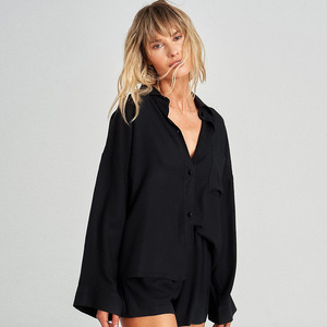 Pyjama décontracté à manches longues Pyjama en coton viscose modal <span class=keywords><strong>super</strong></span> doux Vente en gros Ensemble de vêtements de détente pour femmes - Product Image 6