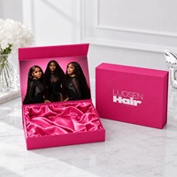 Boîte cadeau de luxe personnalisée avec couvercle magnétique pliable pour emballer des mèches de cheveux, boîte d'emballage pour perruque réutilisable