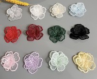 Applique en dentelle brodée en organza, 14 cm, à coudre, motif fleur 3D perlée, doré et noir, en feutre non tissé et cristaux