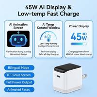 Chargeur rapide GaN 45W avec écran numérique TFT, protocole PD 3.0 AVS UFCS, sortie CC, adaptateur mural intelligent, prise US EU, ABS