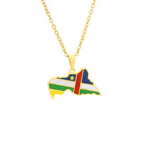 Collier pendentif géométrique en acier inoxydable avec carte et drapeau de la République centrafricaine, unisexe, nouveau bijou transfrontalier